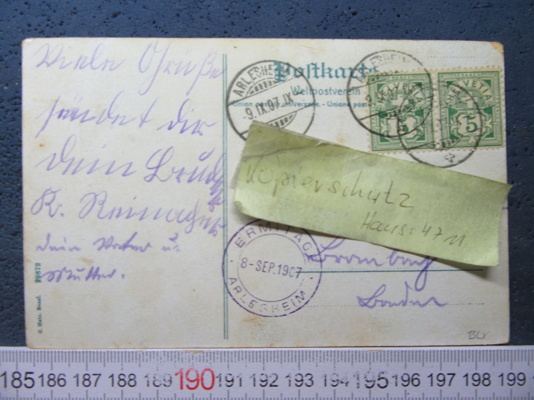 Cartoline postali: SCHLOSS BIRSECK 1907 ARLESHEIM BUG – Usato da Ettingen venduto da Hausi4711 1
