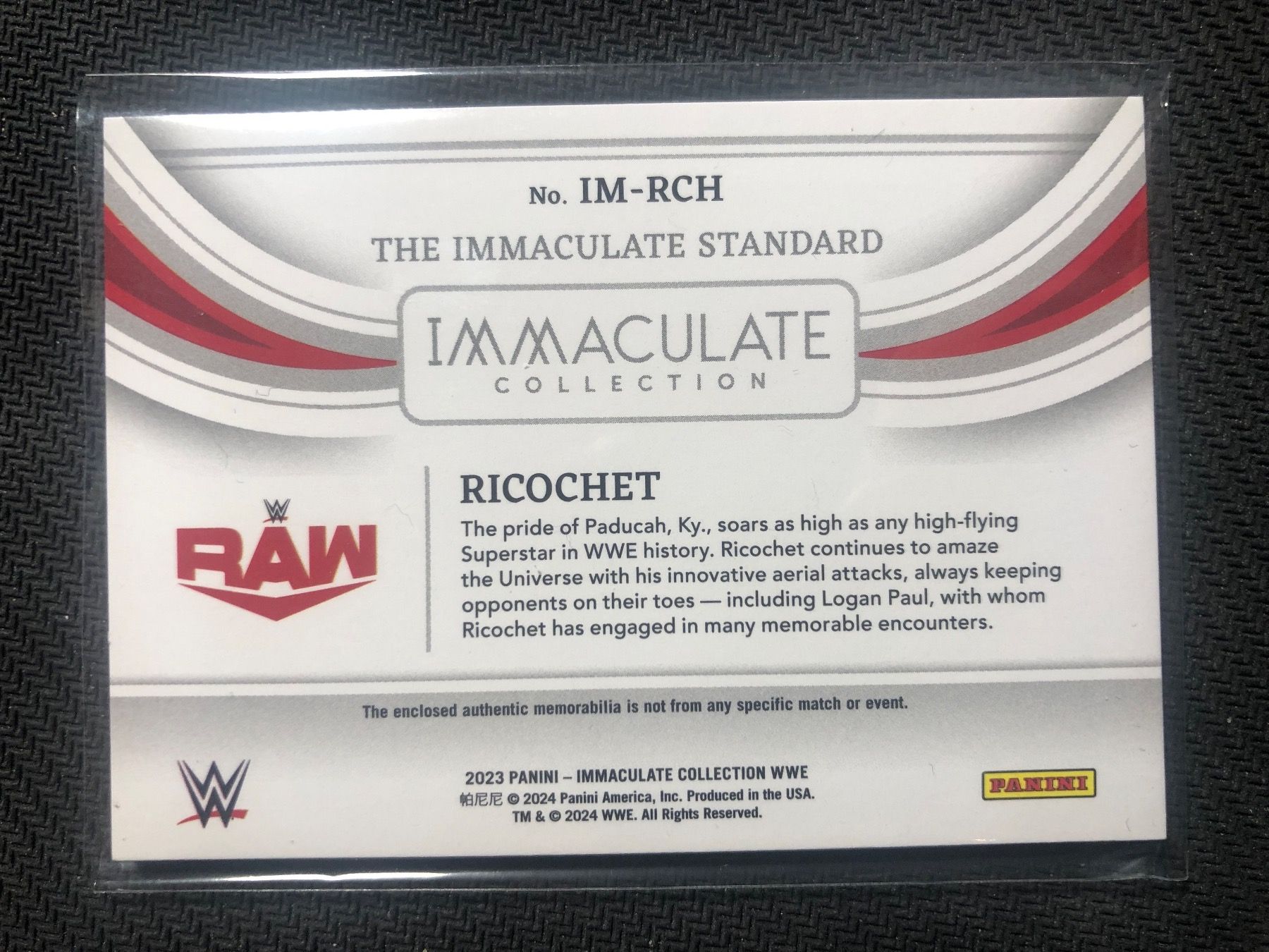 Topps Carte collezionabili: Panini Immaculate WWE Ricochet Patch 33/99 – Usato da Wangenried venduto da Garagara 1