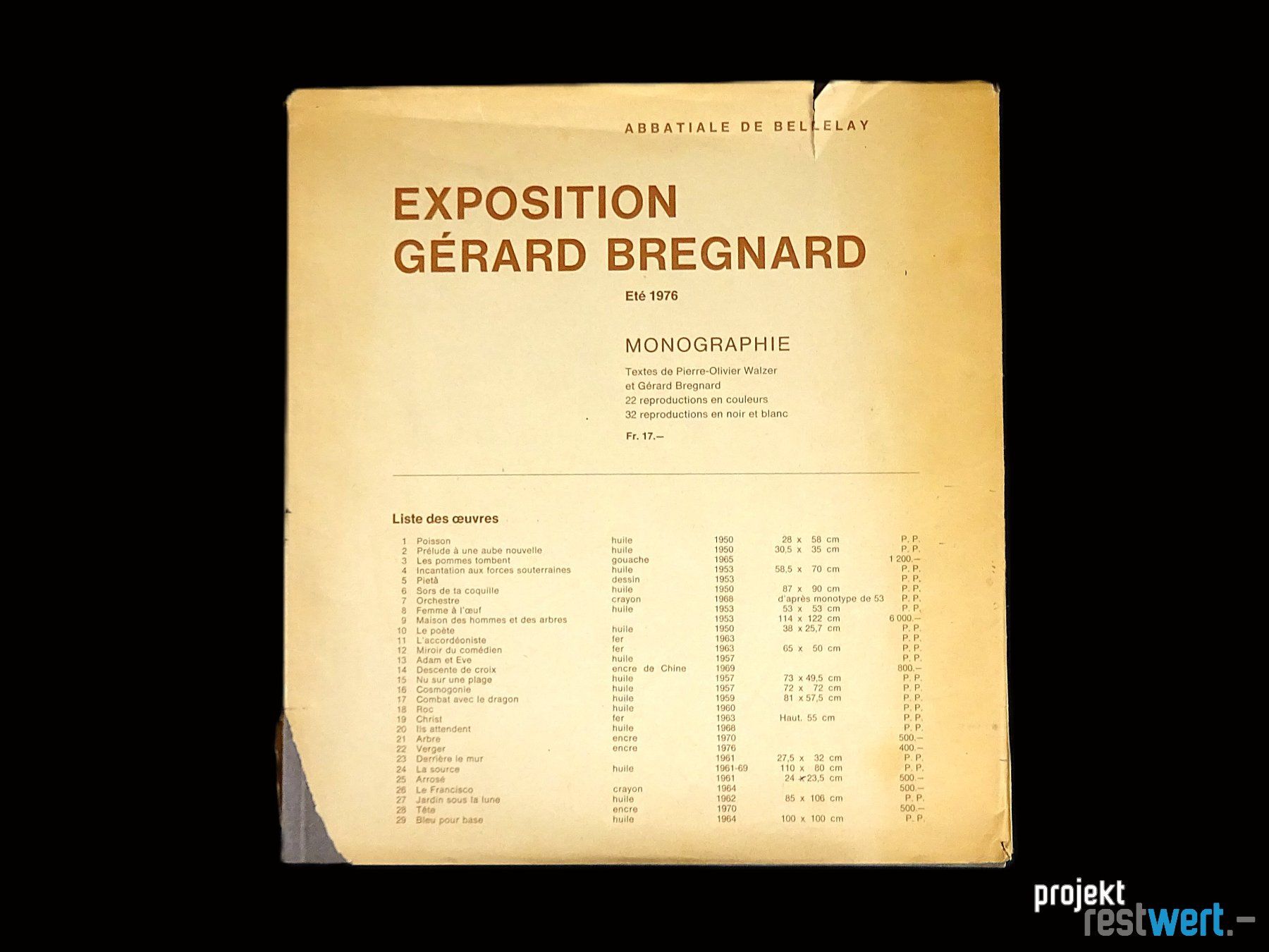 Bücher: Exposition Gérard Bregnard v. P. O. WALZER – Gebraucht aus Bülach von restwert_buelach