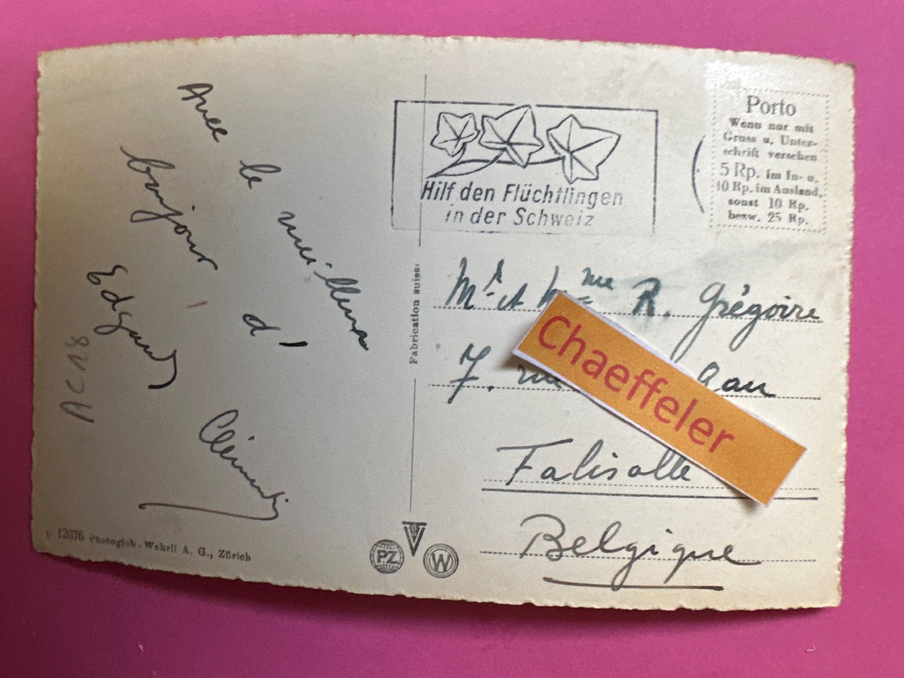Cartoline postali: Grindelwald. First-Bahn, Schreckhörner und oberer Gletscher – Usato da Zürich venduto da Chaeffeler 1