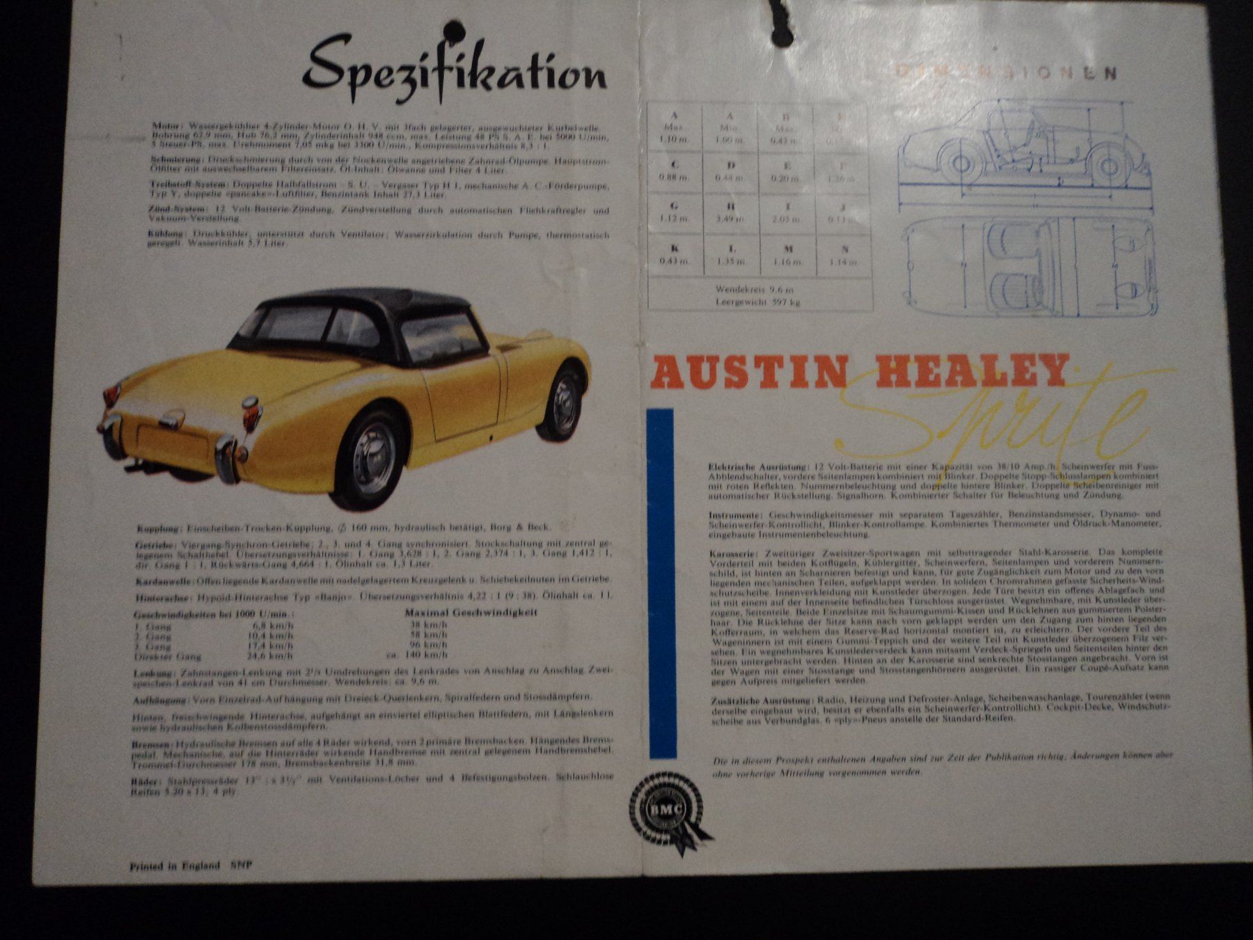 Austin Documenti: Prospekt Austin Healey Sprite – Usato da Schwarzenburg venduto da modelCARama 5