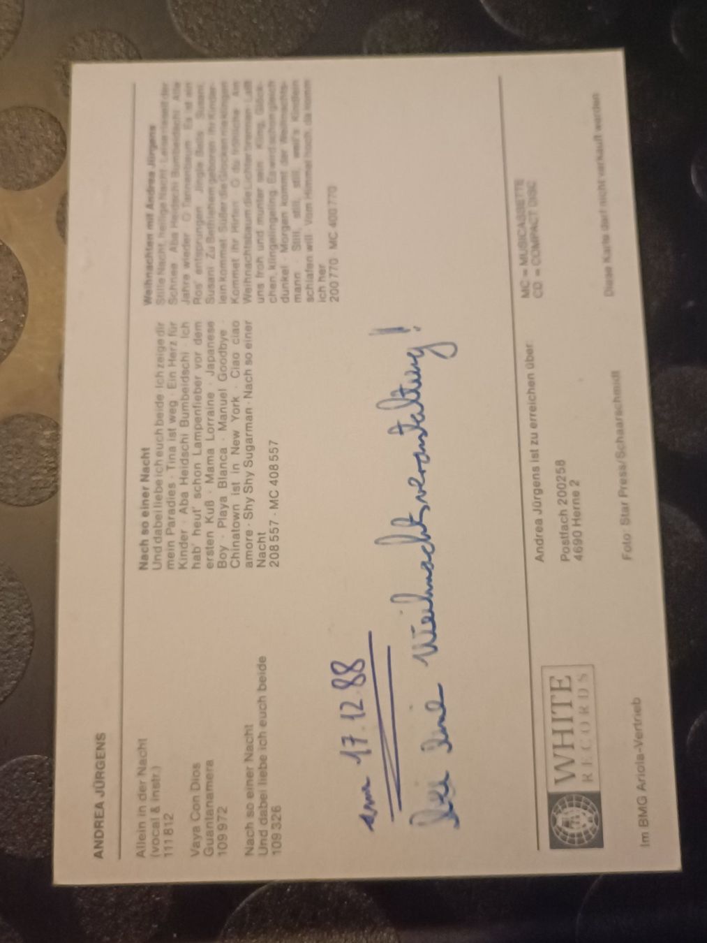 Autogramme: Andrea Jürgens - signierte Autogrammkarte – Gebraucht aus Menziken von Artographs 1