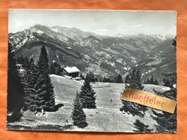 Alte Ansichtskarte Brambrüesch Graubünden mit Bergpanorama
