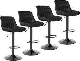 Barhocker 4er Set drehbar mit Lehne Schwarz