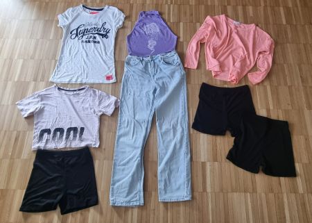 Kleiderpaket Sommer: Shirts + Hosen - Gr. 152/158