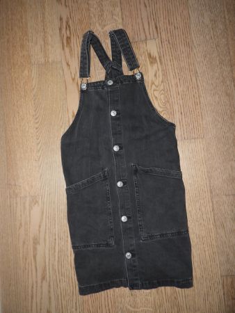 Latzkleid im Denim-Look dunkelgrau Grösse 152