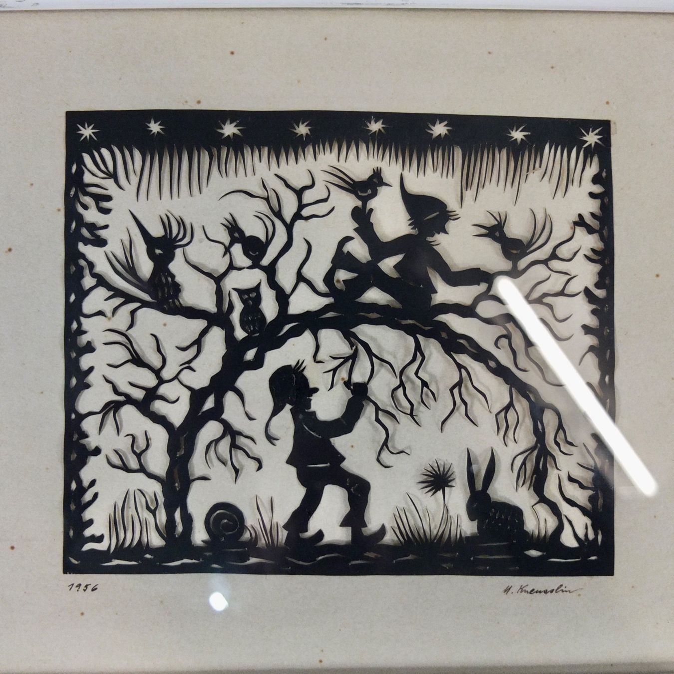 Grafica & Litografie: Scherenschnitt H. Kneusslin, 1956 – Usato da Basel venduto da Brocki-auf-dem-Wolf 2