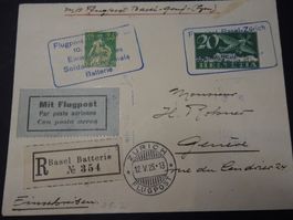 12.V.25. FLUGPOST BASEL-ZÜRICH; EINWEIHUNG SOLDATENDENKMAL