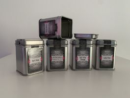 5er Set Teedosen, Tekoe, leer