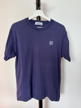Stone Island T-Shirt M – Dunkelblau/Violett, Logo-Patch