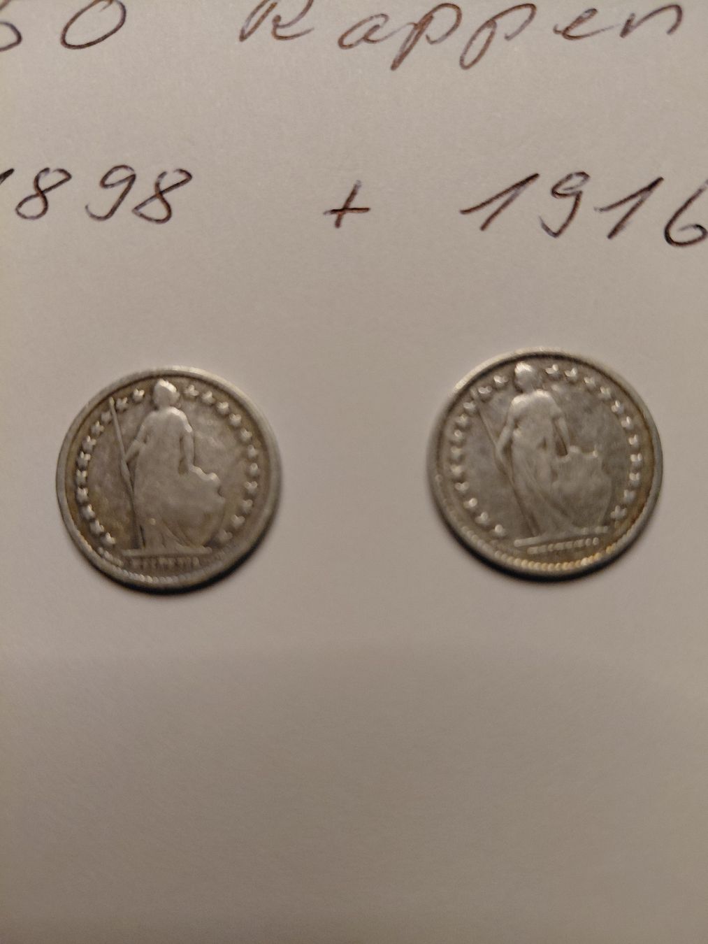 Alle Münzen: 2x 50 Rappen silber 1898 und 1916 – Gebraucht aus Bonaduz von topolino052 2