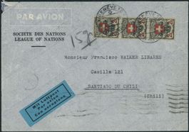 SDN - Völkerbund - Luftpost Brief - nach Santiago RCH