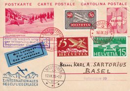 1935, Segelpost Nr. F3, F9, F16 auf GS-Bild-PK FLUMSERBERGE.