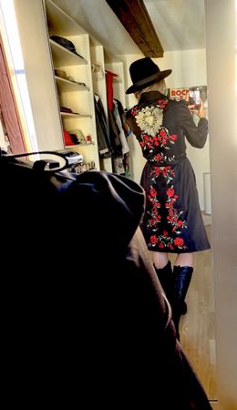 Trench coat S Trenchcoat Schwarz mit Stickerei Grösse S