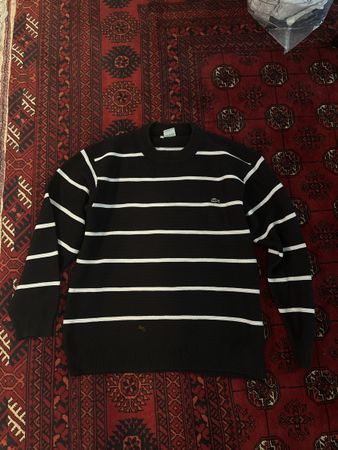 Lacoste Pullover gestreift schwarz weiss defekt Grösse L