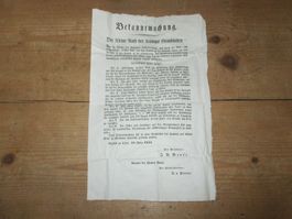 Graubünden, Bekanntmachung von 1833 - Rarität!