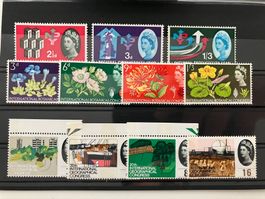 GB 1962/64 **, Mi 351-53y, 374-81y, mit Phosphorstreifen