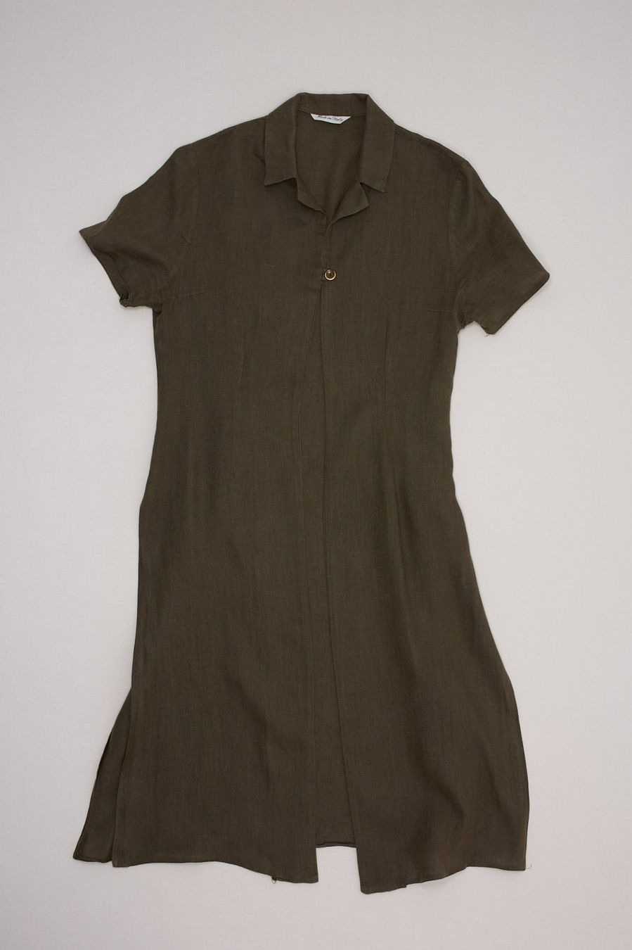 Vestiti: Robe Longue Vintage 100% Lin Vert Olive Taille M – Usato da Fribourg venduto da re-fine 1