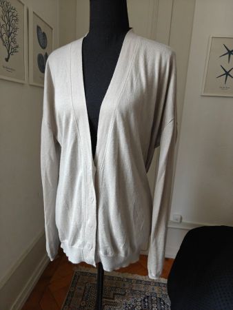 BRUNELLO CUCINELLI cashmere silk beige cardigan M