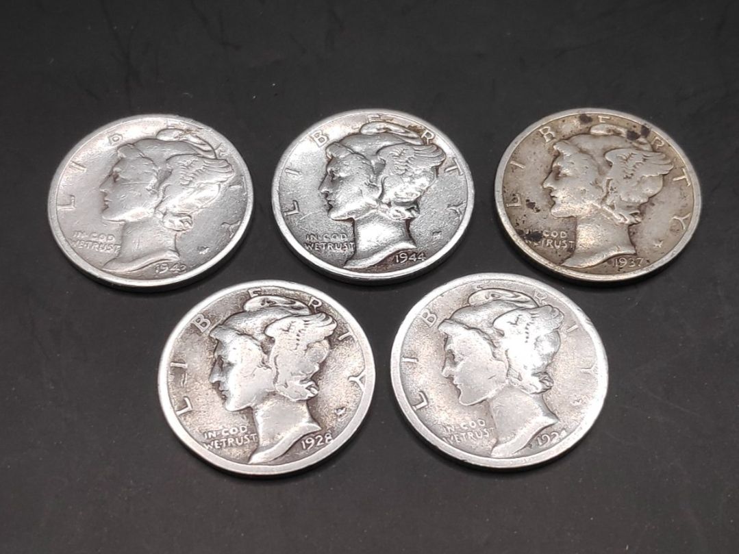 Alle Münzen: 5x Silber Dimes "Mercury" – Gebraucht aus Sirnach von Trekk64