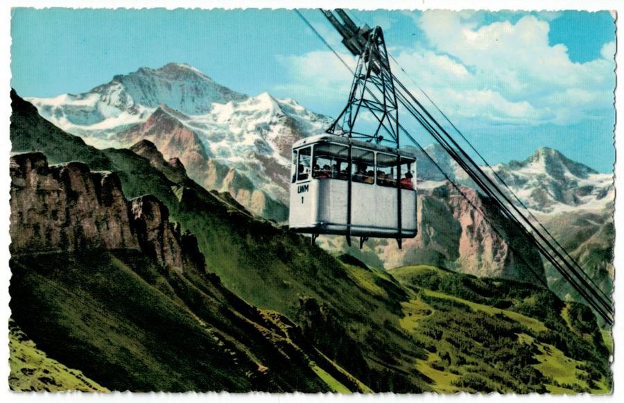 Cartoline postali: Luftseilbahn Wengen-Männlichen, ab 1954 – Usato da Frauenfeld venduto da POML