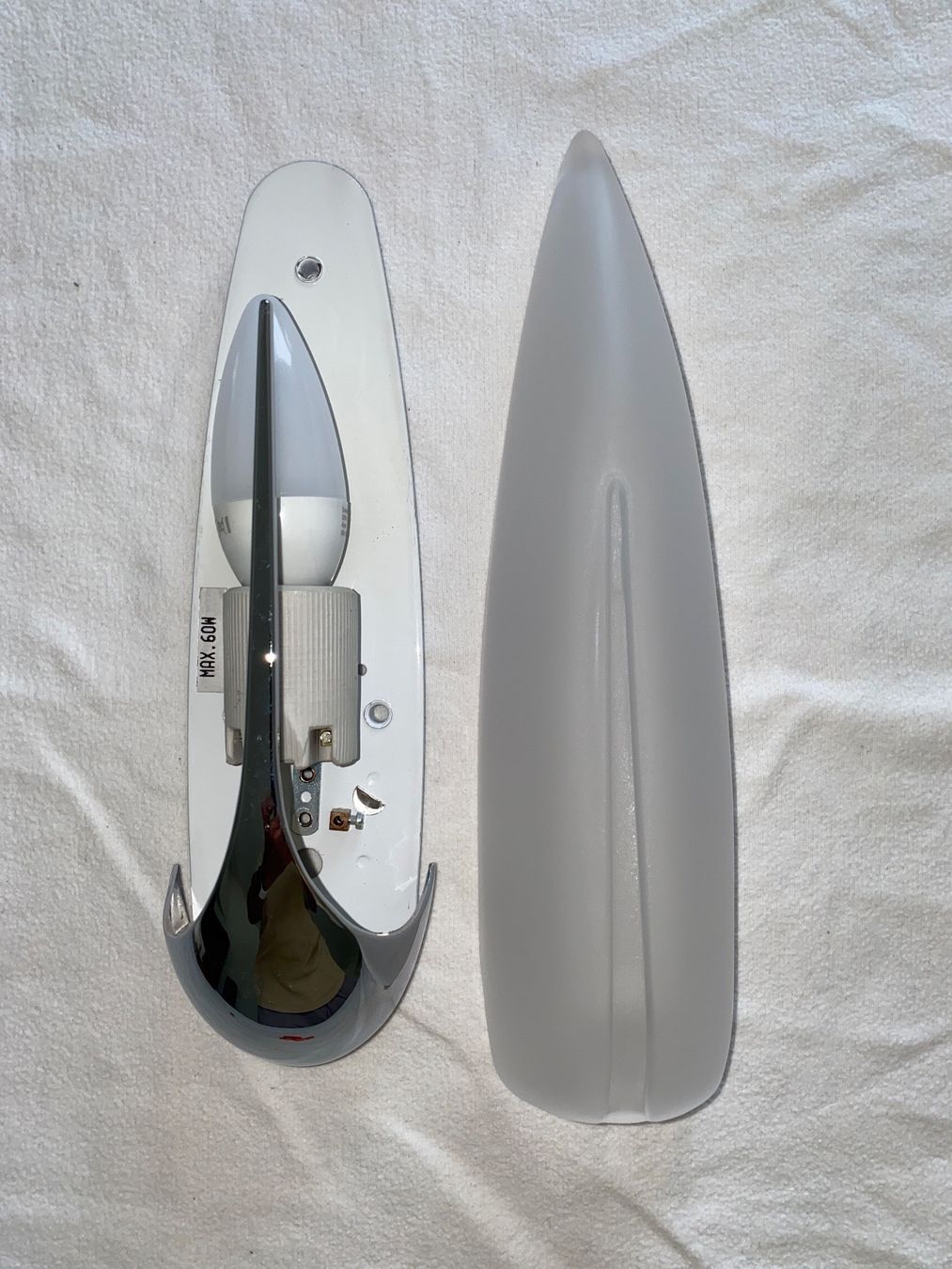 Lampade: Schöne mattglas Wandlampe mit Chromelement – Usato da Maur venduto da privat101 4