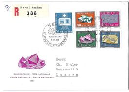 1961 Pro Patria FDC R-Satzbrief mit Ausgabetag-Sonderstempel