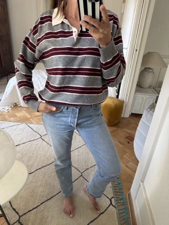 Pull à rayures Bershka gris bordeaux taille S occasion 🧥