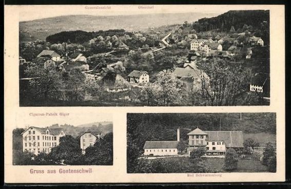Cartoline postali: Gontenschwil, Cigarren-Fabrik Giger, Bad – Usato da Berlin venduto da bartko-reher