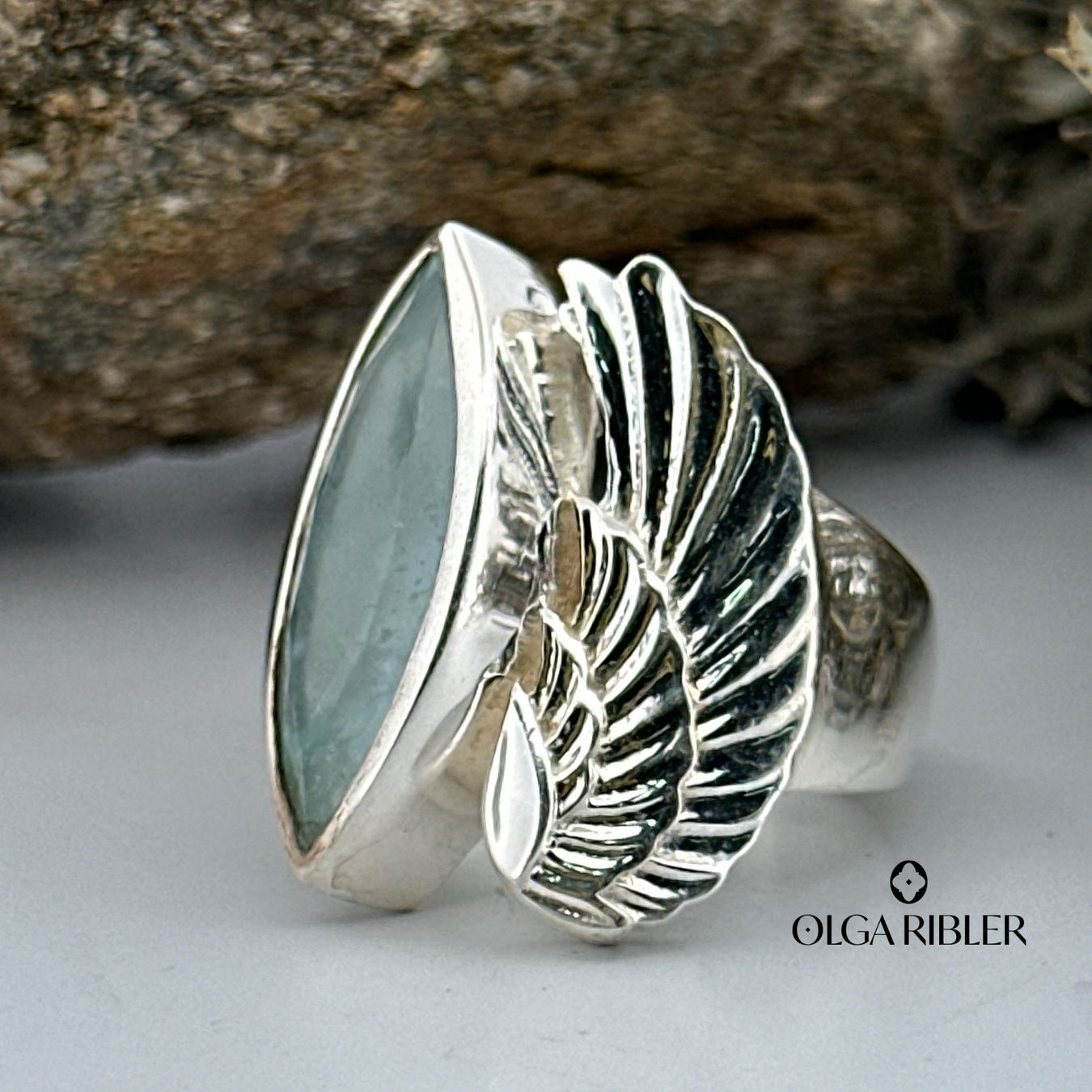 Olga Ribler Anelli: Unikate Silber Ring 925 Grösse 52 mit Aquamarin – Nuovo (secondo la descrizione) da Luzern venduto da Schmuckoutlet 7