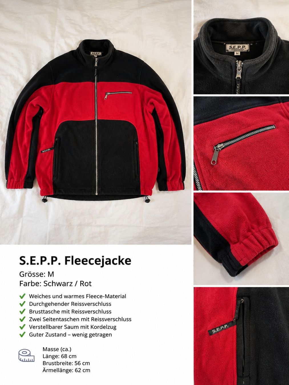 Vestes: Fleecejacke S.E.P.P. rot/schwarz Grösse M  – Neuf (Voir description) à Tschingel par Olivia.S 1