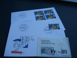 Sondermarke 1991, 100 Jahre PTT-Union, FDC + Lose ET-o