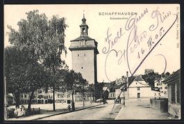 Schaffhausen, Schwabenthor mit Passanten