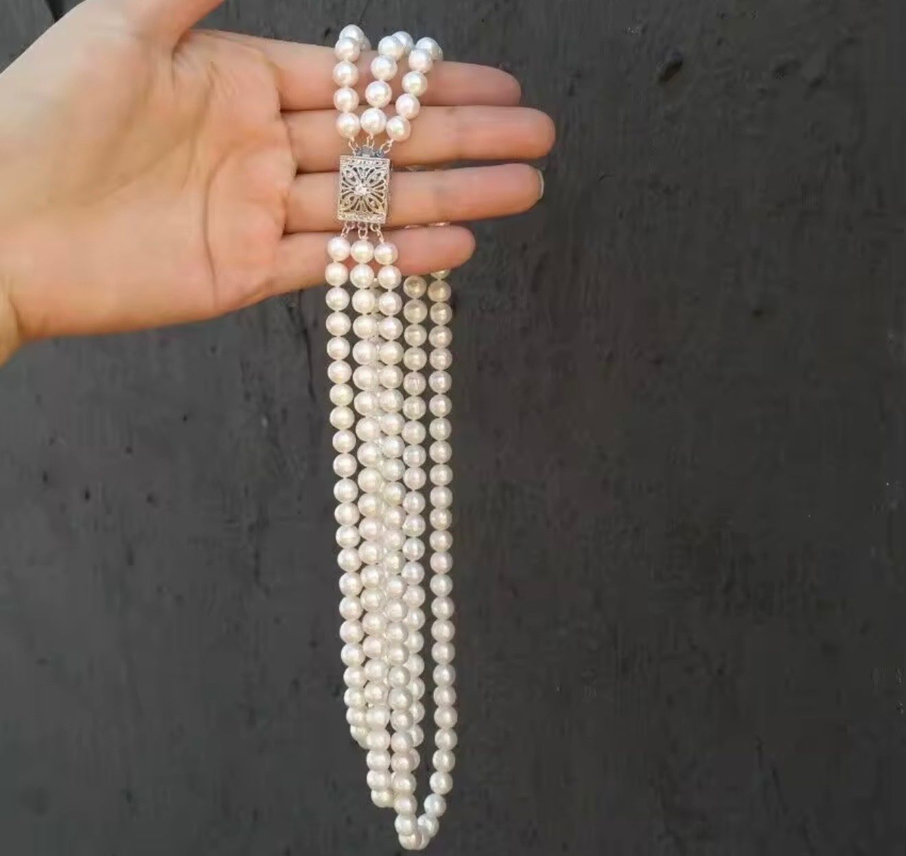Ketten: Collier trois rangs de perles fermoir argent – Neu und originalverpackt aus St-Maurice von Sandrinette123 4