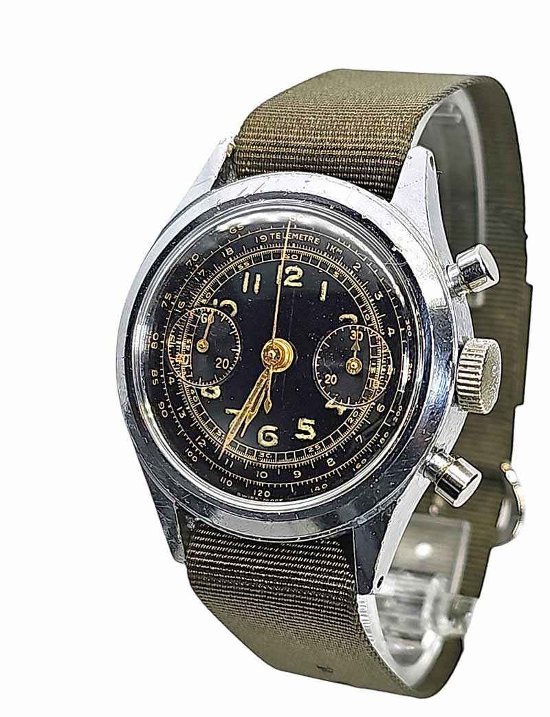 Swiss Orologi: Vintage-Chronograph "Militär-Stil" – Usato da Zug venduto da BAMBI51