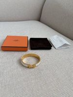 Hermès Click H Armreif Weiss/Gold, Gr. PM (Small), Full Set