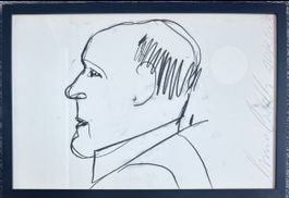 Luciano Castelli (1951) Seiten Portrait Kohle Zeichnung