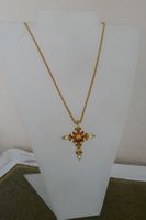 Rhodinierte Kette + Kreuz golden