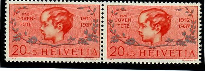 Alle Briefmarken: 1937 83.3.01 Pro Juventute, A mit Retouche, ** – Neu (gemäss Beschreibung) aus Riehen von dfaess
