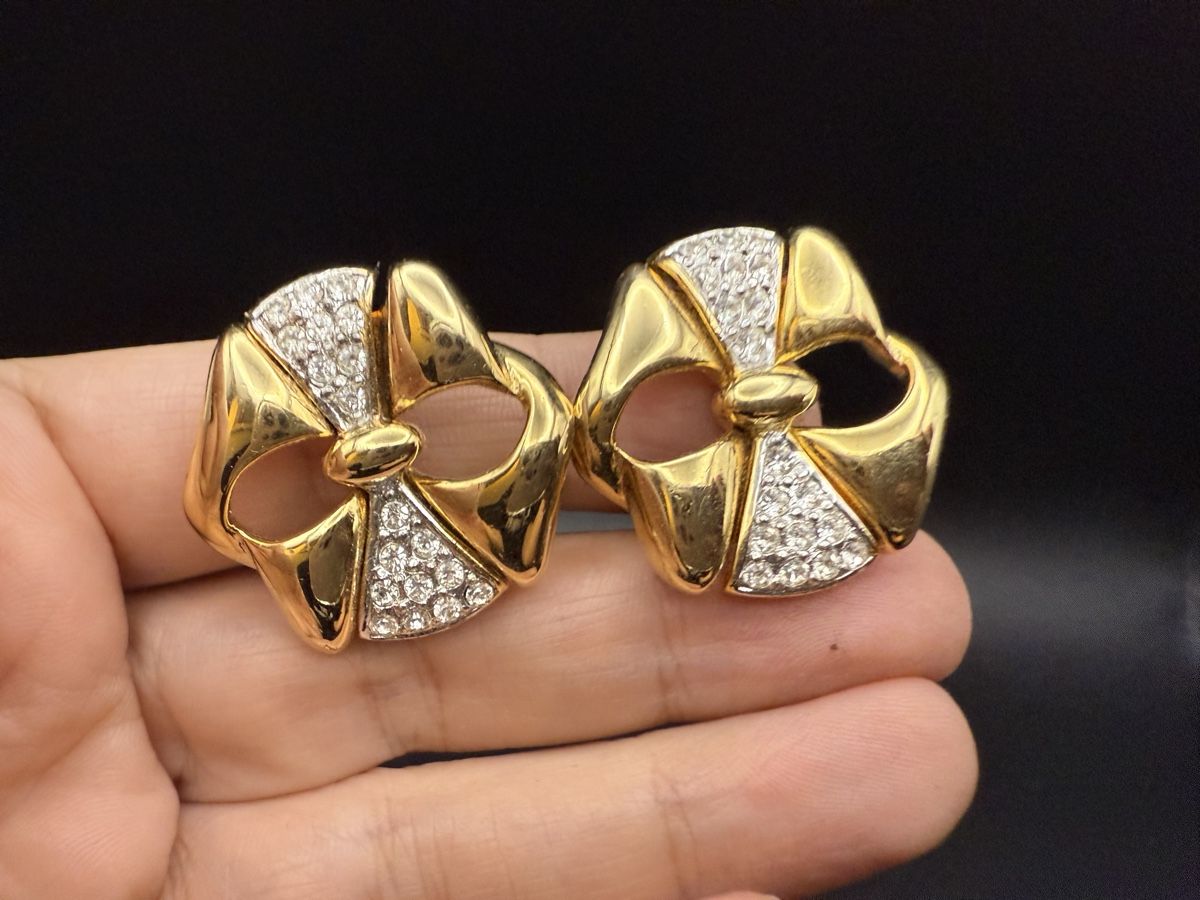 Ohrringe & -stecker: Vintage-Ohrringe Cabouchon Paris - Goldfarben – Gebraucht aus Lamone von LaCantinaMagica 2