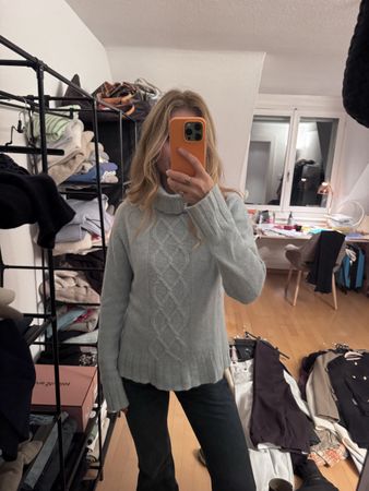 Tommy Hilfiger Rollkragenpullover hellblau mit Zopfmuster 