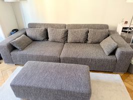 XXL Couch/Sofa grau inkl. Fussablage – 288 cm
