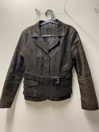 Braune Echtleder Jacke mit Gürtel, Grösse M Top Zustand