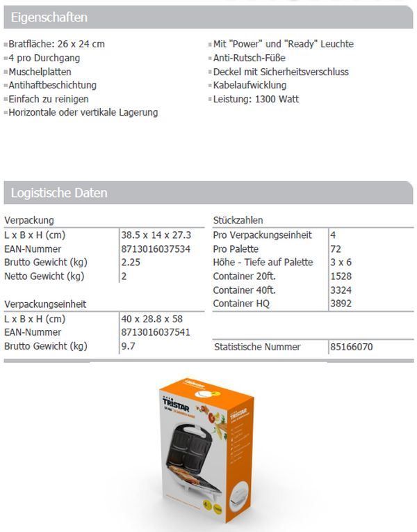 Elettrodomestici da cucina: Sandwichmaker 4teilig -  SA-3065 – Nuovo e nell'imballaggio originale da Opfikon venduto da Trodat5430 1