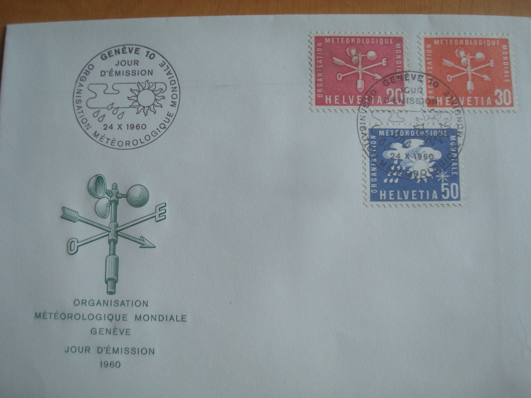 Tutti i francobolli: GA 1960 Organisation Meteorplogique mondiale FDC – Usato da Gordola venduto da Polentaefung