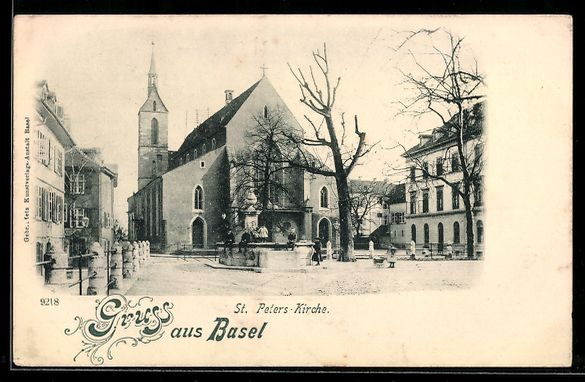 Ansichtskarten: AK Basel, St Peters-Kirche – Gebraucht aus Berlin von bartko-reher