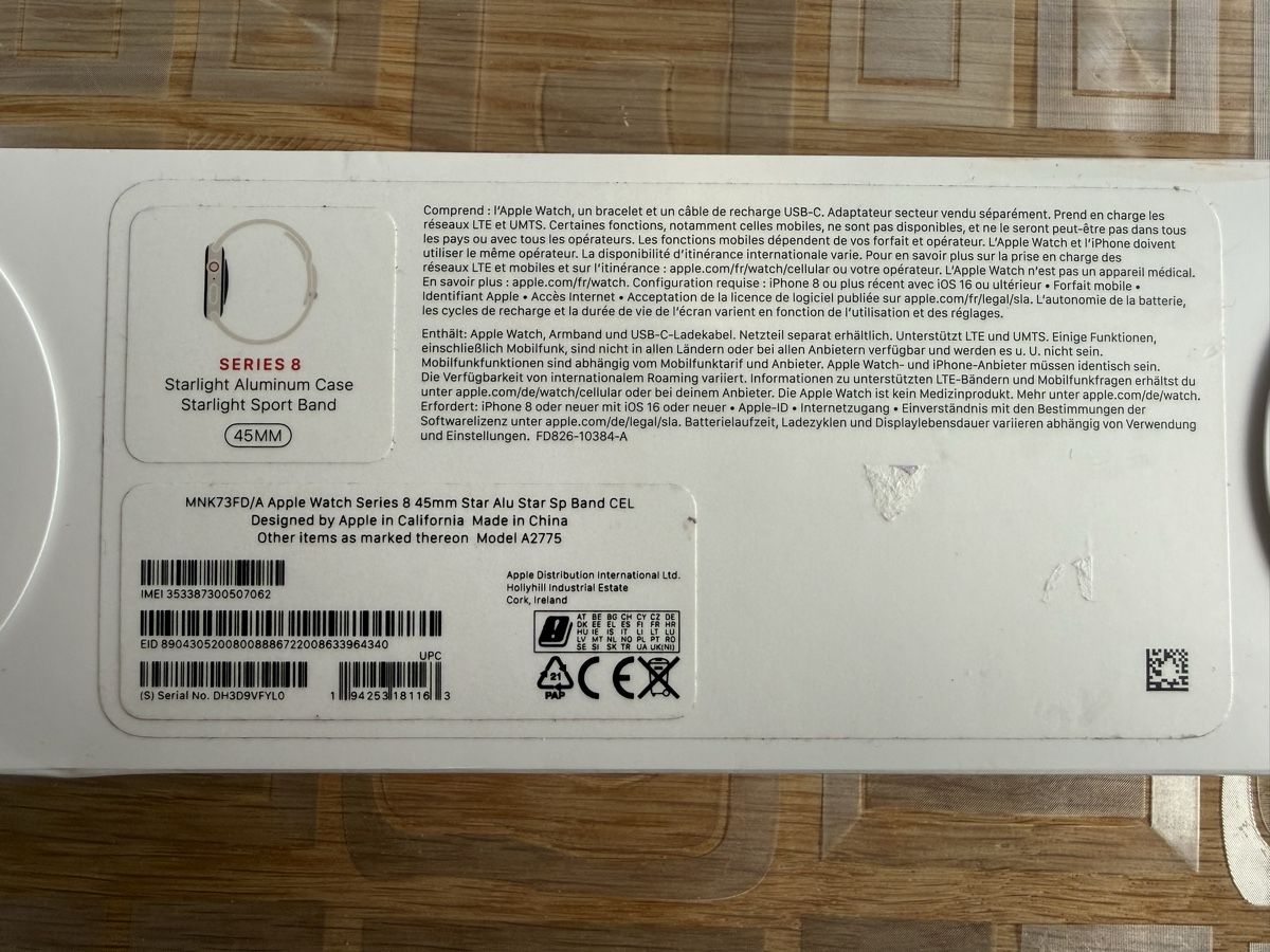 Apple Smartwatch: Apple Watch Series 8 Starlight 45mm cell – Nuovo (secondo la descrizione) da Amriswil venduto da Ttsa