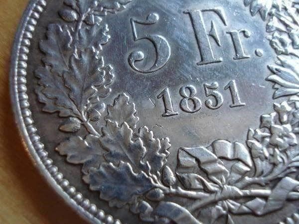 Alle Münzen: 5 Franken 1851  VZ-UNZ – Gebraucht aus Erlach von Net-Coins 1