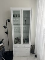 Vitrinen-Schrank weiss Glastüren Schubladen 193x73cm guter Z