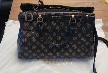 Handtasche Guess mit Logo Muster braun/schwarz gebraucht